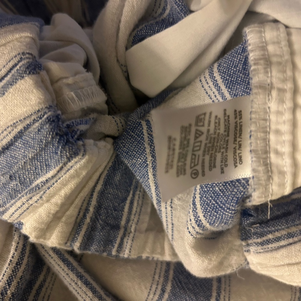 LOFT outlet Blue and White Striped Cropped Pants